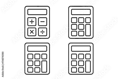 Minimalist line art calculators set in black and white