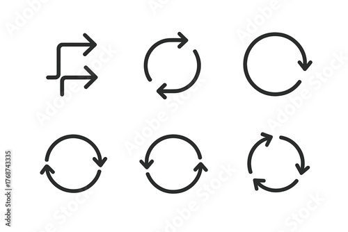 Set of minimalist arrow icons for synchronization and repeat functions