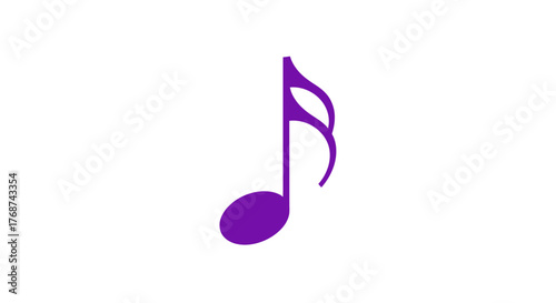 A single purple musical note rests on a white background.