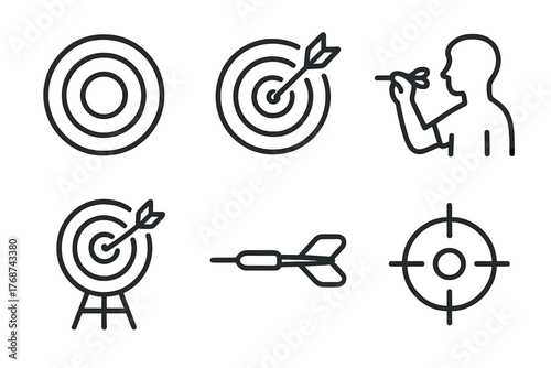 Outline icons of archery and target practice