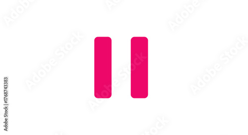 A simple pink pause symbol stands out on a white background.