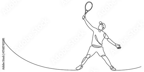 Continuous single line drawing of a construction worker wearing a hard hat and tool belt holding a paintbrush vector