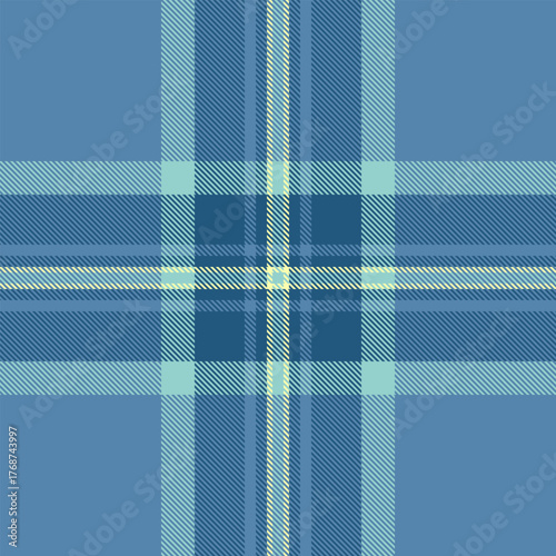 Classic tartan pattern in blue hues. A versatile design, ideal for textiles, backgrounds, or creative projects needing a timeless, woven texture.
