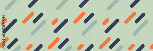 Abstract geometric pattern featuring diagonal, rounded rectangles in muted orange, teal, and navy against a pale green background.