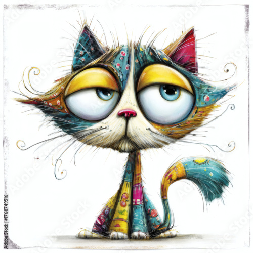 cat in the eyes on white background.