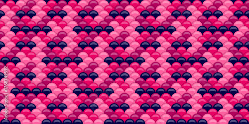 Vibrant pink and purple scales pattern.  Perfect for fashion, websites, or any design needing a bold, textured, and playful background. This seamless design evokes a sense of fantasy and elegance.