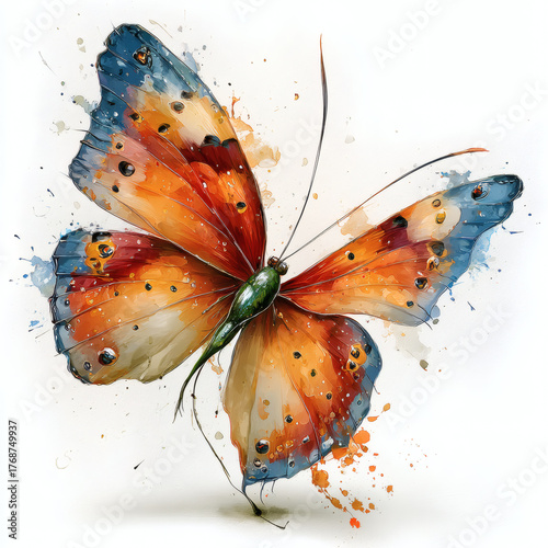 Butterfly on  white background.