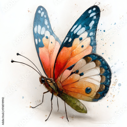 Butterfly on  white background.