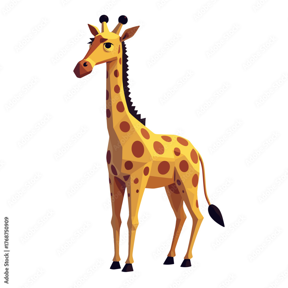 Fototapeta premium Cartoon giraffe standing upright with a playful expression