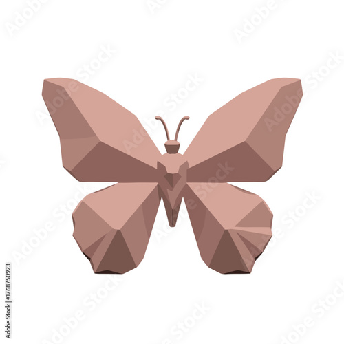 Polygonal butterfly in pastel pink geometric design for t-shirt print  