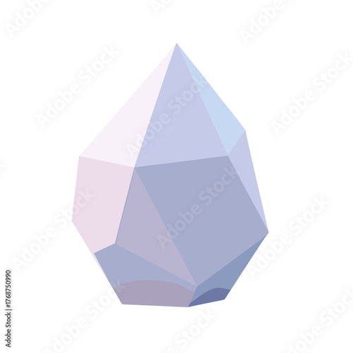 Geometric crystal illustration in pastel blue and purple colors  