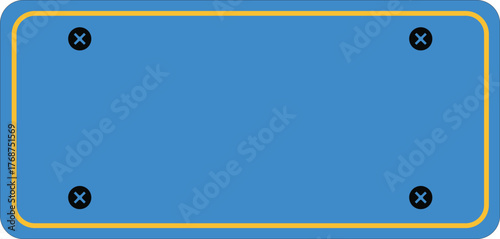 Blue License Plate Mockup with Screws | Vehicle Number Plate Template for Car Branding and Custom Design