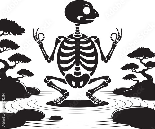 Black meditating in zen garden with bonsai trees meditation yoga