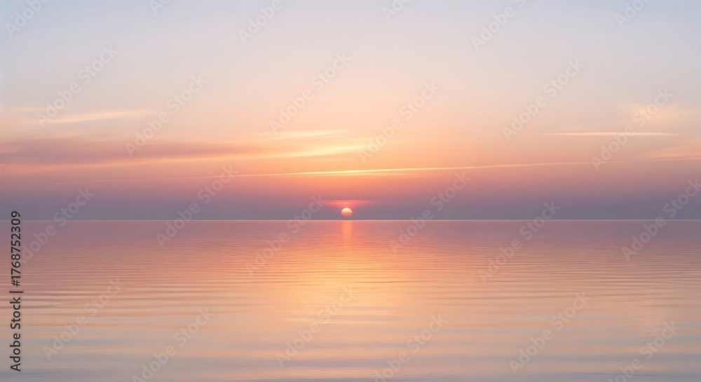Obraz premium Calm sunset over the sea with pink and orange tones.