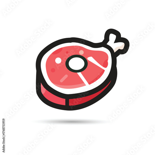 Cartoon Steak With Bone Illustration for Food, Meat, Cooking Illustration