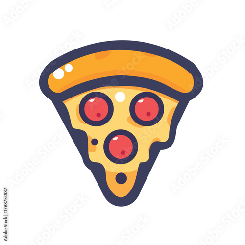 Cheerful Cartoon Pizza Slice With Pepperoni Toppings Illustration