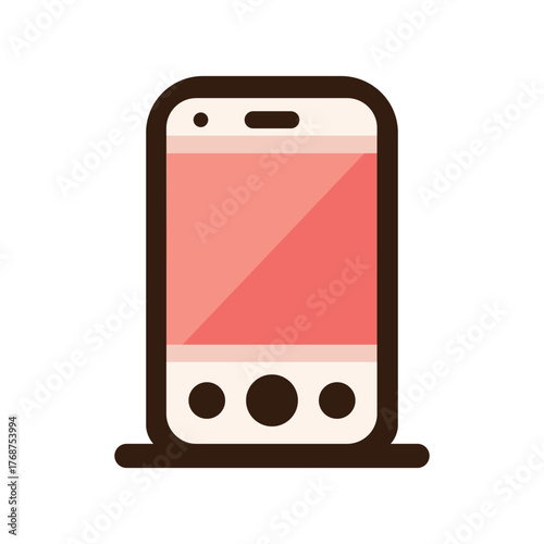 Flat Mobile Smartphone Icon With Pink Screen, Minimal Design, Modern Tech Illustration