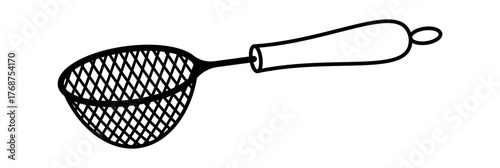 Black-and-white mini sieve with handle