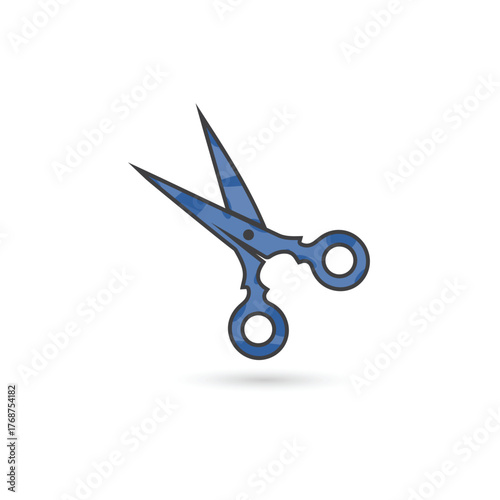 Blue Scissors Icon: Stylized Cutting Tool for Craft, Design
