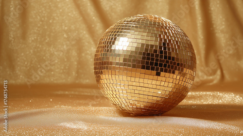 A Gold Disco Ball on a Gold Fabric