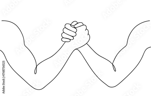 Outline of two arms engaged in arm wrestling competition