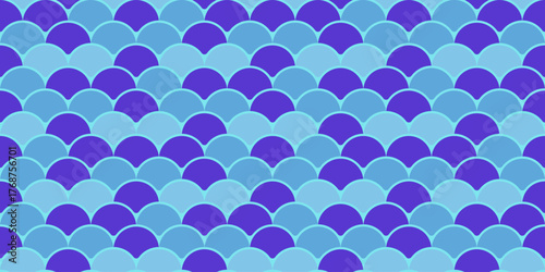 Seamless pattern of overlapping scales in calming blue and purple hues.  Perfect for backgrounds, textiles, or website design evoking serenity, ocean depths, or mystical fantasy.