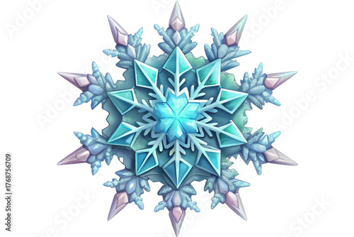 Beautiful macro shot of detailed ice crystals forming delicate snowflake pattern symbolizing purity and winter nature