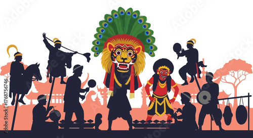 Cultural representation of traditional Indonesian performances in silhouette style
