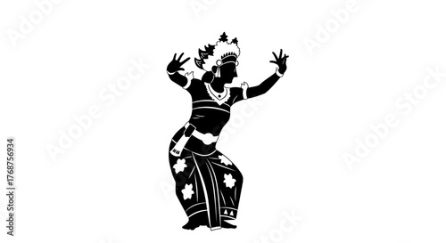 Elegant silhouette of a Balinese dancer performing a traditional dance with grace and precision