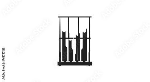 Elegant silhouette of an Angklung traditional musical instrument design studio shot isolated on
