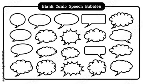 Set of Blank Comic Speech Bubbles Vector Illustration