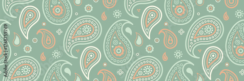 Wedding paisley in botanical textile. Mandala herbal at floral repetition. Spa artwork and leaf blossom.