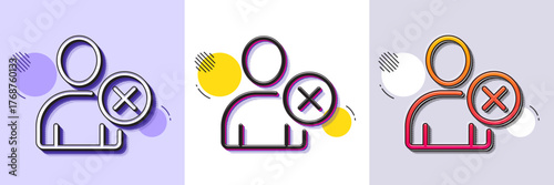 Remove User line icon. Halftone dotted pattern. Gradient icon with grain shadow. Profile Avatar sign. Person silhouette symbol. Line delete user icon. Various designs. Vector