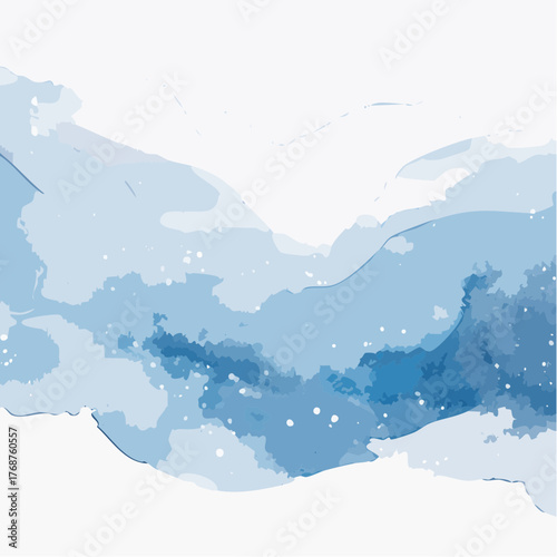 An abstract watercolor wash bleeds across the canvas in gentle, overlapping shades of frosty silver and pale blue.