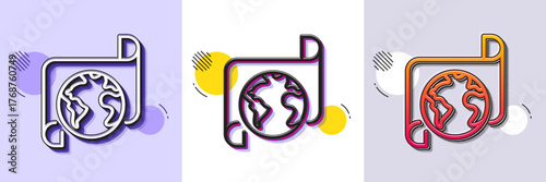 Global business documents line icon. Halftone dotted pattern. Gradient icon with grain shadow. Translation service sign. Internet marketing symbol. Line translation service icon. Vector