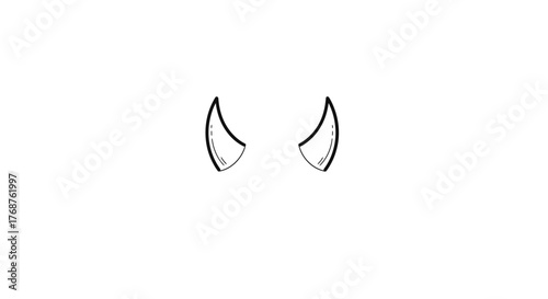 Simple hand drawn illustration of devil horns isolated on a plain white background