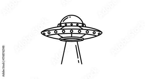 Monochrome extraterrestrial illustration of a simplistic unidentified flying object