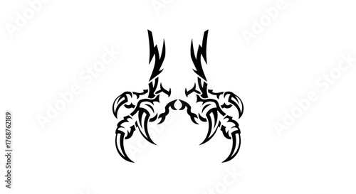 Intricate Tribal Eagle Claw Design with Sharp Talons and Symmetrical Composition vector art