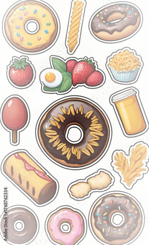 illustration of Colorful Vector Set of Food Stickers
