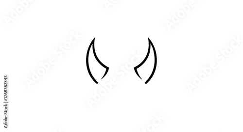 Minimalist devil horns illustration against white backdrop for modern design concepts