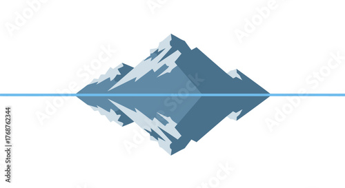 Symmetrical mountain range mirroring on serene water vector illustration