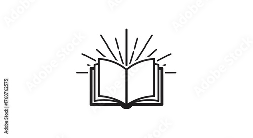 A captivating open book icon radiates knowledge and enlightenment in a minimalist design style