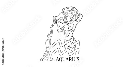Minimalist aquarius illustration for creative design projects and astrological themes