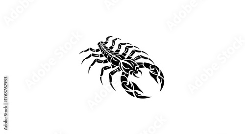 Abstract rendering of a scorpion, symbol of strength and powerful symbolism on white background