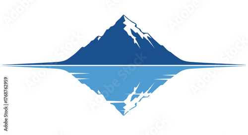 Geometric mountain peak with a pristine lake reflection showcasing natural beauty