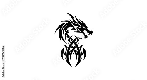 Wallpaper Mural Abstract tribal dragon artwork with stylized celtic knot patterns on a white canvas Torontodigital.ca