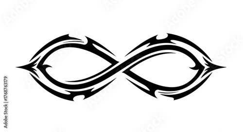 Stylized infinity symbol design with pointed edges evoking dynamism and eternal flow