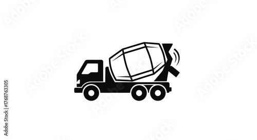 Sleek and minimalist black concrete mixer truck silhouette for construction projects delivery