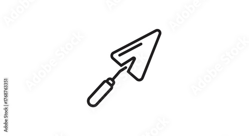 Minimalist line drawing of a trowel tool, illustrating construction and craftsmanship