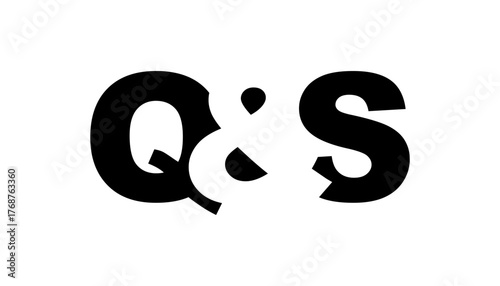 QS logo design in bold style. Black white identity symbol. Modern typography emblem. Corporate branding icon.